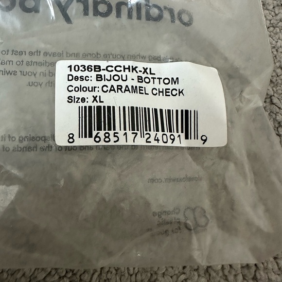 Stone Fox Swim Bijou Bottom Bikini in Caramel Check Size XL - Picture 6 of 6